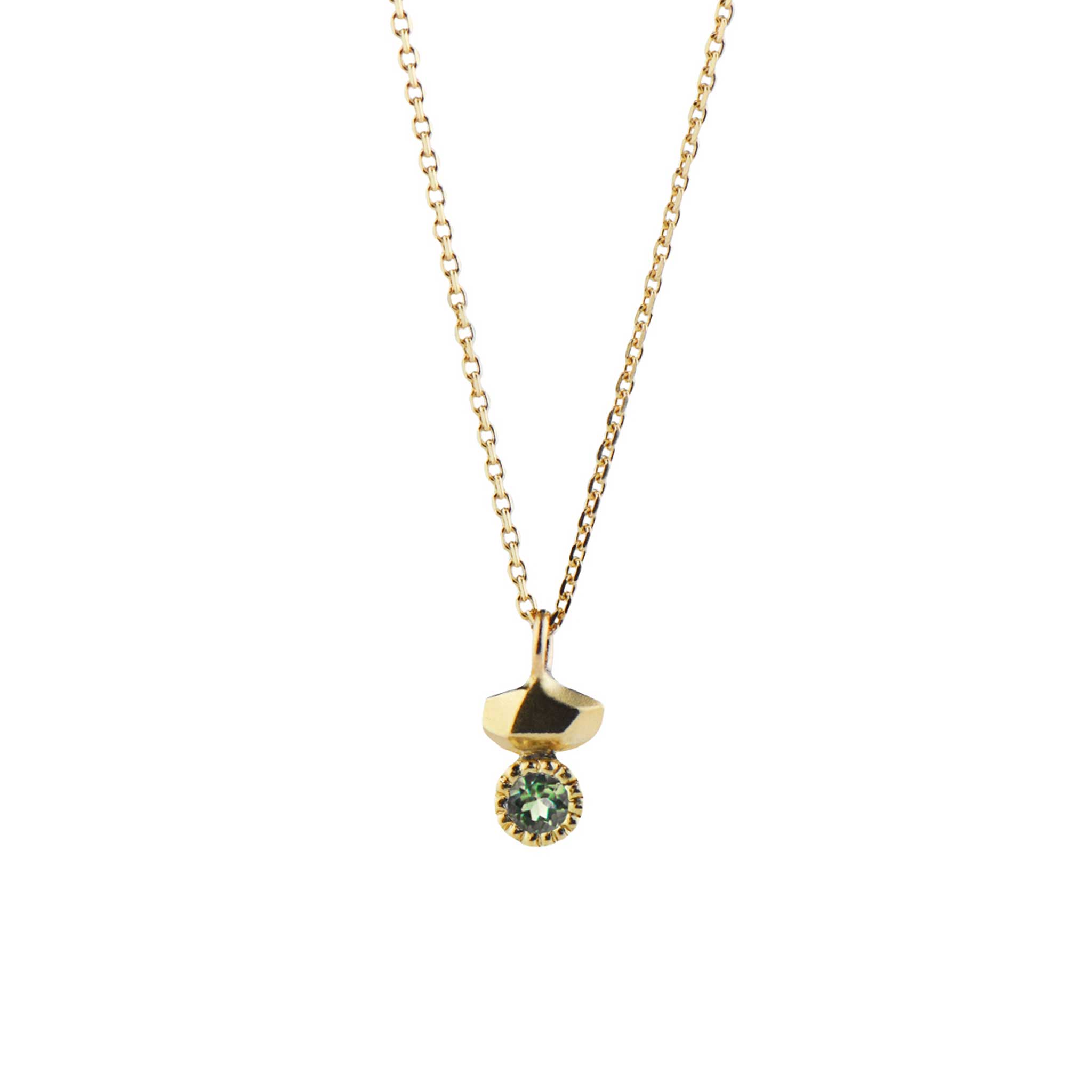 Gea Duo Green Tourmaline 9ct Gold Pendant Necklace